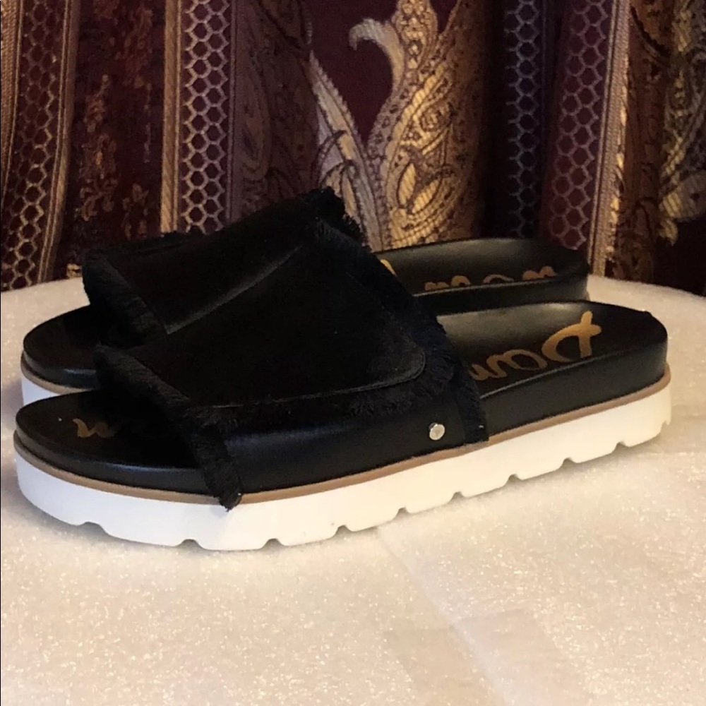 Sam Edelman Mares Satin Adjustable Slides, Black 8